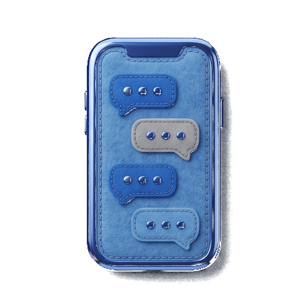 Ícono de fieltro: teléfono con chat